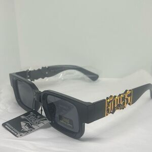 Locs Rectangle Sunglasses – Men’s Cholo Gangster Style – Dark Lens – UV400